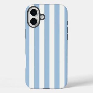 タイムレスストライプのソフトブルー iPhone 16 PLUSケース