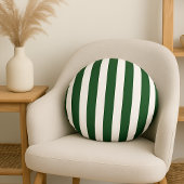 タイムレスストライプの緑 ラウンドクッション