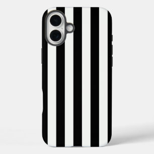 タイムレスストライプブラック&ホワイト iPhone 16 PLUSケース
