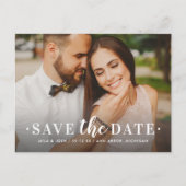 タイムレスタイプ結婚ホワイトの写真日付を保存 案内ポストカード (正面)