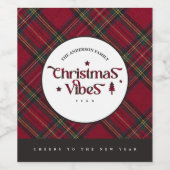 タイムレスタータンチェックプレイドヴィンテージクリスマスビベス ワインラベル (シングルラベル)