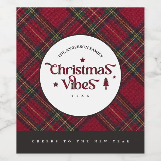 タイムレスタータンチェックプレイドヴィンテージクリスマスビベス ワインラベル (シングルラベル)