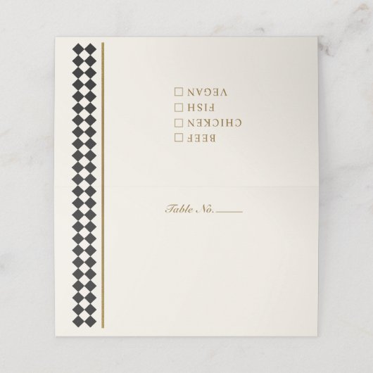 タイムレスチェッカーボードの食事の選択座席表 プレイスカード (外部開封)