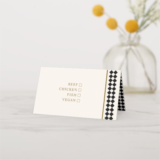 タイムレスチェッカーボードの食事の選択座席表 プレイスカード (裏面)