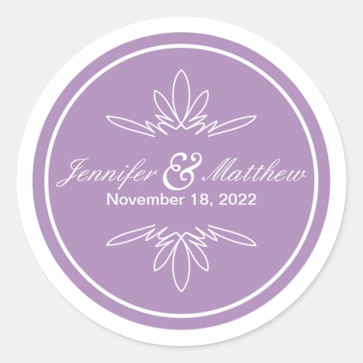 タイムレスチャーム結婚式用シール – オーキッド ラウンドシール (正面)