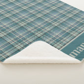 タイムレスティール(緑がかった色)グリーンプレイドコージーアート シェルパブランケット (3/4)