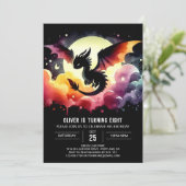 タイムレスドラゴン誕生日印刷可能 招待状 (スタンド正面)
