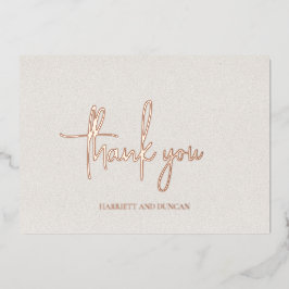タイムレスニュートラルベージュエレガントな結婚式ありがとう 箔招待状