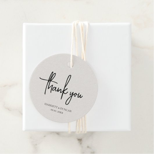 タイムレスニュートラルベージュエレガントな結婚式 フェイバータグ (インサイチュ)