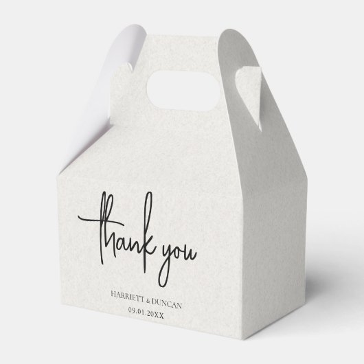 タイムレスニュートラルベージュエレガントな結婚式 フェイバーボックス (正面サイド)