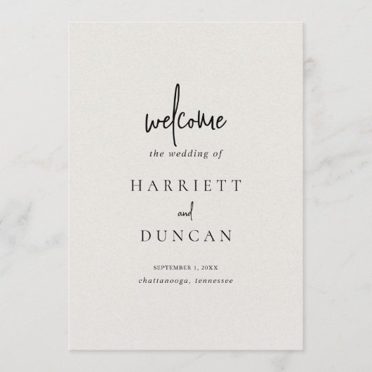 タイムレスニュートラルベージュエレガントな結婚式 プログラム (正面)