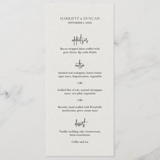 タイムレスニュートラルベージュエレガントな結婚式 メニュー (正面)