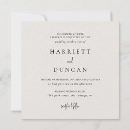 タイムレスニュートラルベージュエレガントな結婚式 招待状