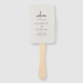 タイムレスニュートラルベージュエレガントウェディングプログラム ハンドファン (正面)