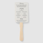 タイムレスニュートラルベージュエレガントウェディングプログラム ハンドファン (裏面)