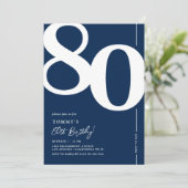 タイムレスネイビー80歳の誕生日招待状 招待状 (スタンド正面)