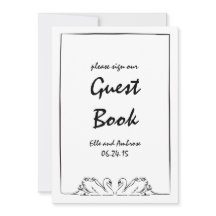タイムレスハンドドロー結婚ドスワンのゲストブックサイン