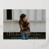 タイムレスバラ金ゴールドスクリプトフォト卒業 箔招待状 (正面)