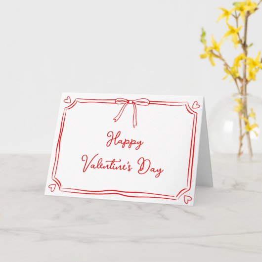 タイムレスバレンタインデーのコケットボウガーリーレッド カード (黄色い花)