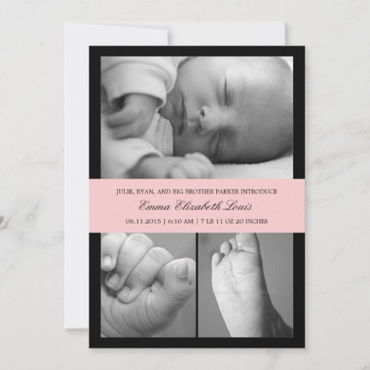 タイムレスバンド誕生の発表-ピンク 案内状 (正面)