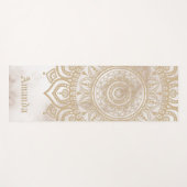 タイムレスパーソナライズされたパステル大理石マンダラベージュ ヨガマット (正面(横))