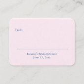 タイムレスピンクフローラネイビーブルーディスプレイシャワー エンクロージャーカード (裏面)