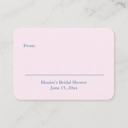 タイムレスピンクフローラネイビーブルーディスプレイシャワー エンクロージャーカード (裏面)