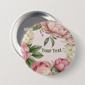 タイムレスピンク牡丹フローラリースラペル装飾 缶バッジ (正面&裏面)