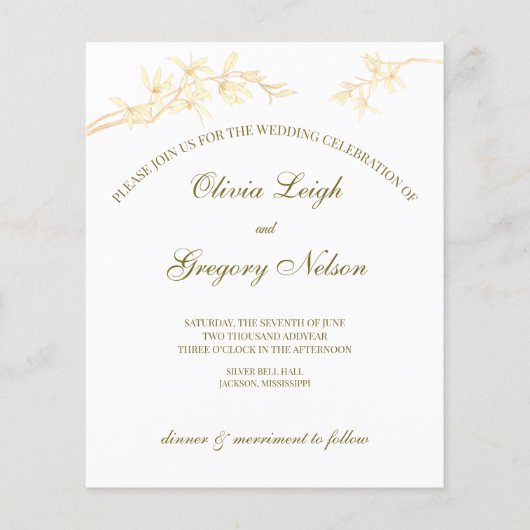 タイムレスフラワーバジェット結婚式招待状 (正面)