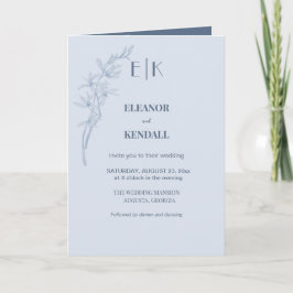 タイムレスフラワーモノグラム結婚式招待状 招待状