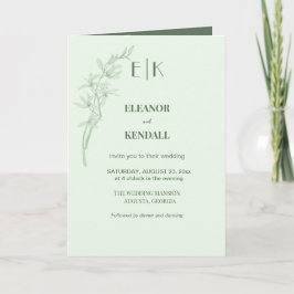タイムレスフラワーモノグラム結婚式招待状 招待状