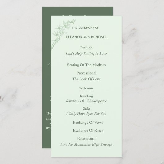 タイムレスフラワー結婚式 プログラム (正面/裏面)