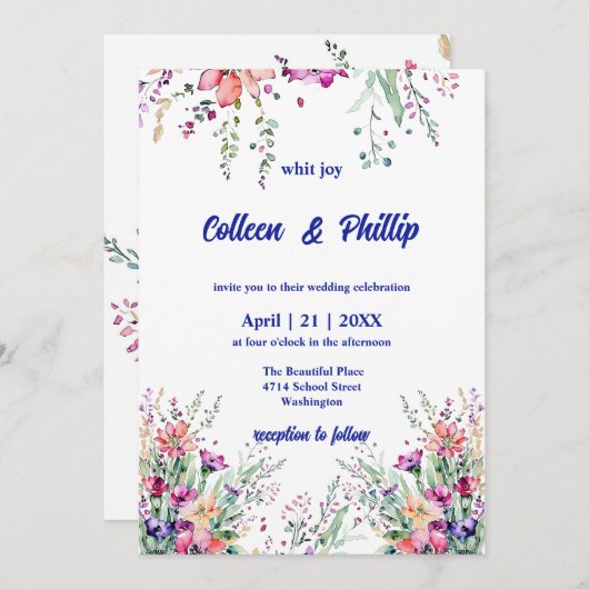 タイムレスフローラエレガンス結婚式招待状 招待状 (正面/裏面)