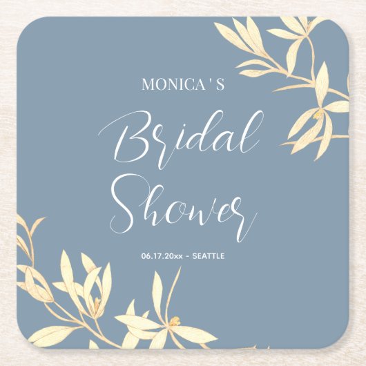 タイムレスフローラシンフォニーブライダルシャワー スクエアペーパーコースター (正面)