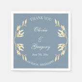 タイムレスフローラシンフォニー結婚ズブルー スタンダードカクテルナプキン (正面)