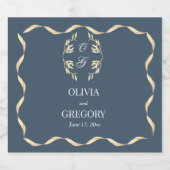 タイムレスフローラシンフォニー結婚ズブルー スパークリングワインラベル (シングルラベル)