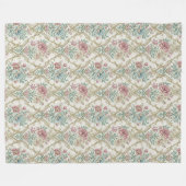 タイムレスフローラダマスクスロークラシックホームアクセント フリースブランケット (正面(横))