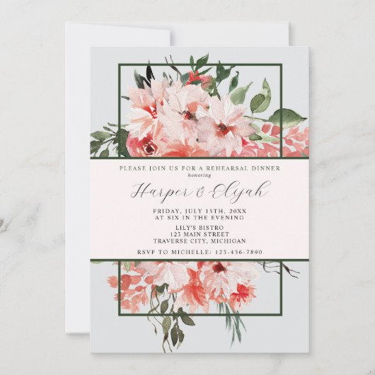 タイムレスフローラ赤面レッドクラシックリハーサルディナー 招待状 (正面)