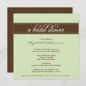 タイムレスブライダルシャワー招待状(セージ/チョコレート) 招待状 (正面/裏面)