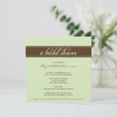 タイムレスブライダルシャワー招待状(セージ/チョコレート) 招待状 (スタンド正面)
