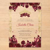 タイムレスブルゴーニュフローラ金ゴールドアーチキンセアニェラ アクリル招待状 (正面)