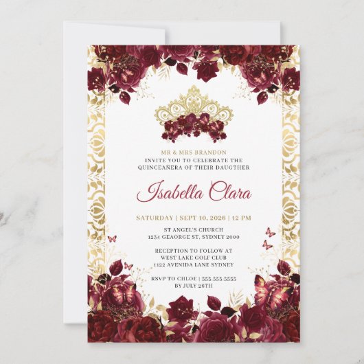 タイムレスブルゴーニュフローラ金ゴールドアーチキンセアニェラ 招待状 (正面)