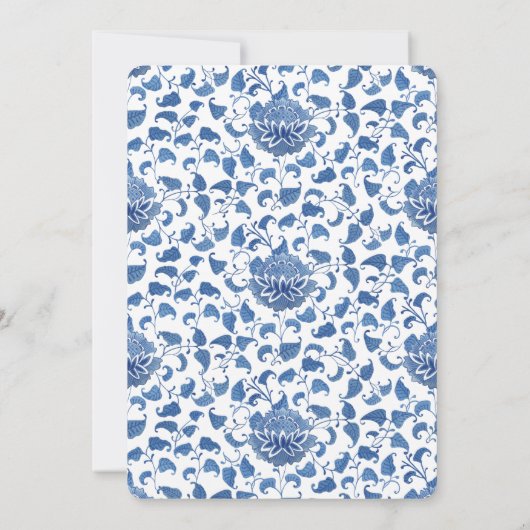 タイムレスブルーとホワイトのチノワジェリーシック結婚ズ 招待状 (裏面)