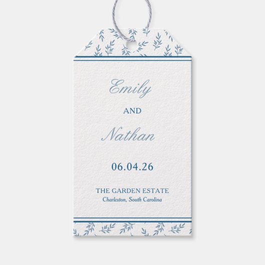 タイムレスブルーエレガントガクラシックーデン結婚ズ ギフトタグ (正面)