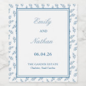 タイムレスブルーエレガントガクラシックーデン結婚ズ ワインラベル (シングルラベル)