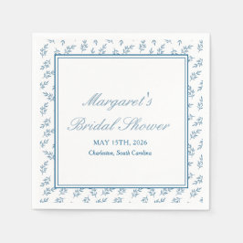 タイムレスブルーガーデンエレガントクラシックブライダルシャワー スタンダードカクテルナプキン