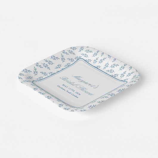 タイムレスブルーガーデンエレガントクラシックブライダルシャワー ペーパープレート (傾斜あり)