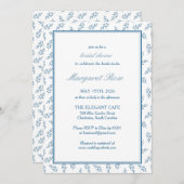 タイムレスブルーガーデンエレガントクラシックブライダルシャワー 招待状 (正面/裏面)