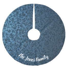 タイムレスブルーフローラビクトリアンデザインクリスマス ブラッシュドポリエステルツリースカート