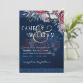 タイムレスブルーブルゴーニュフローラレース結婚ズ 招待状 (スタンド正面)